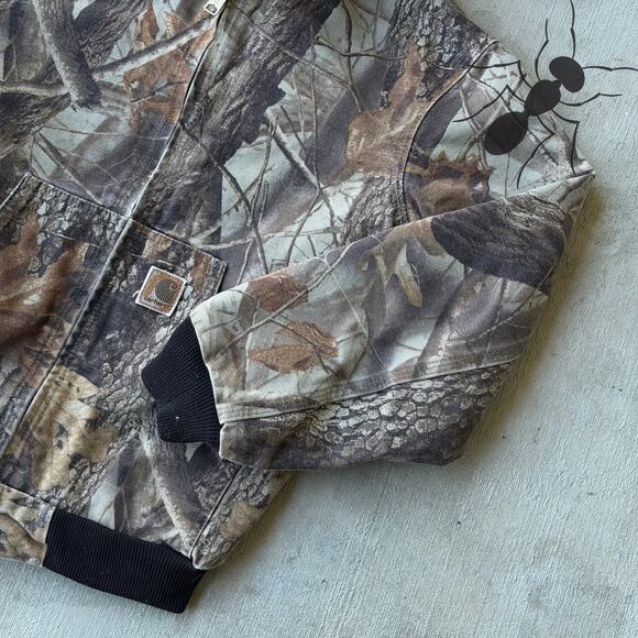 Vintage Y2K Carhartt YOUTH YJ144 CMO camo hooded work wear jacket - Picture 4 of 7